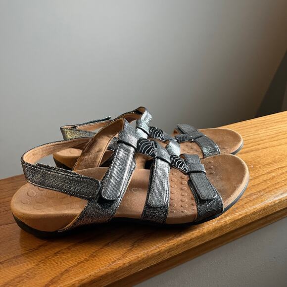 Vionic Amber Sandal Women's Size 10 Black Metallic Comfort Podiatrist Designed - Picture 4 of 7